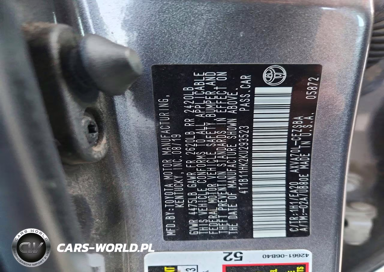 2019 Toyota Camry Se VIN:4T1B11HK2KU293523 - 12
