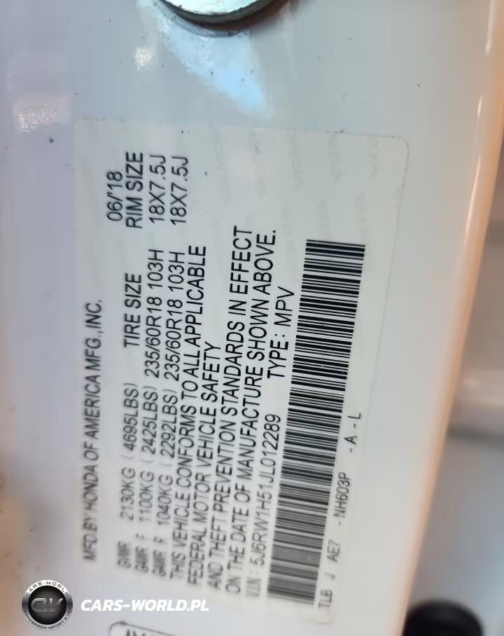 2018 Honda Cr-V Ex VIN:5J6RW1H51JL012289 - 13