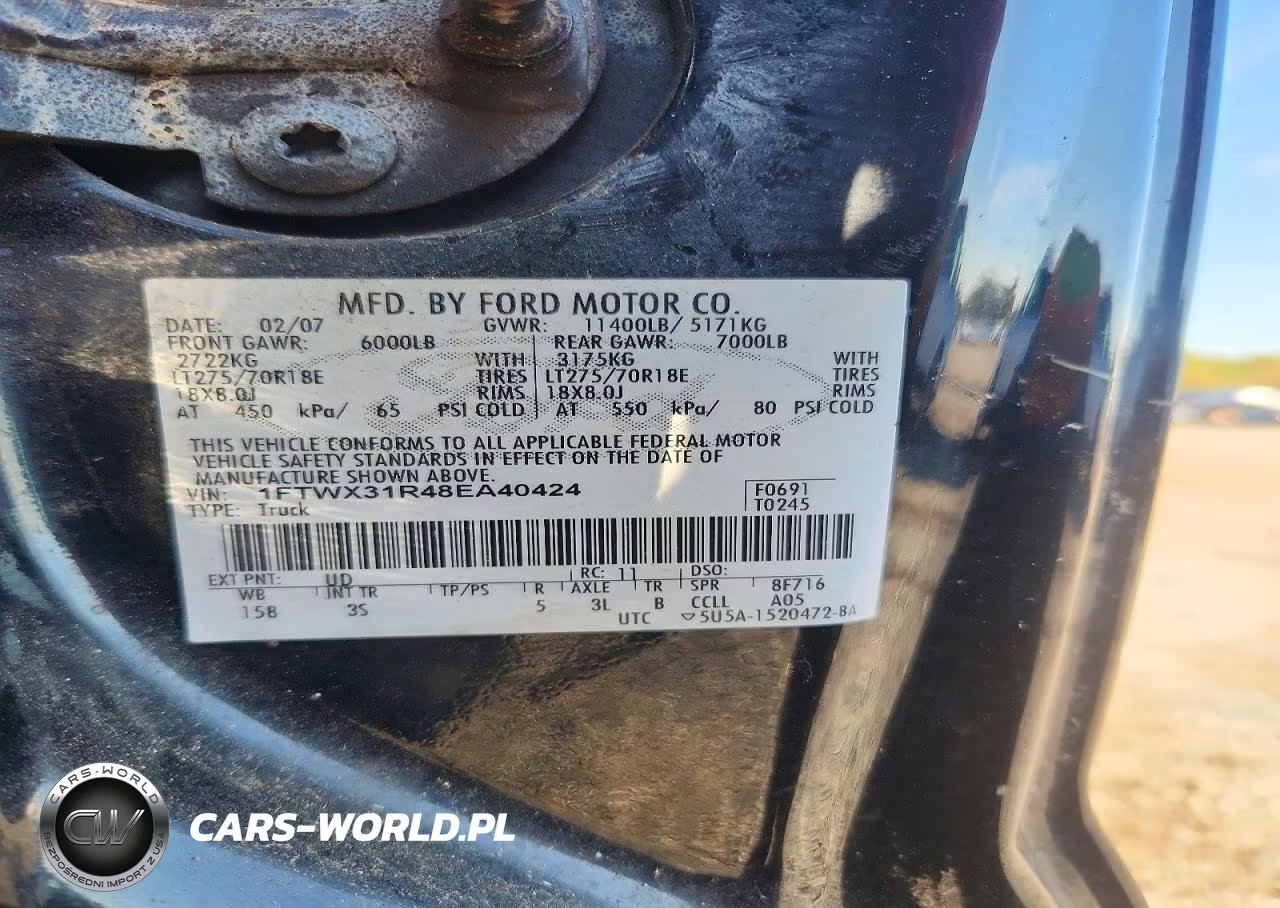 2008 Ford F350 Srw Super Duty VIN:1FTWX31R48EA40424 - 12