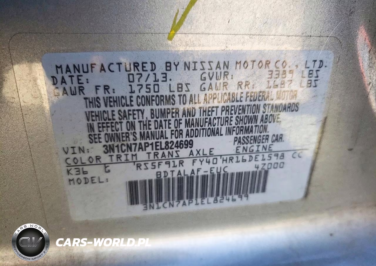 2014 Nissan Versa 1.6 S VIN:3N1CN7AP1EL824699 - 12