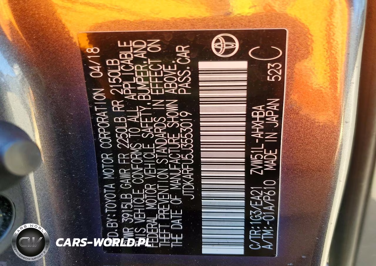 2018 Toyota Prius Two Eco VIN:JTDKARFU5J3553019 - 13
