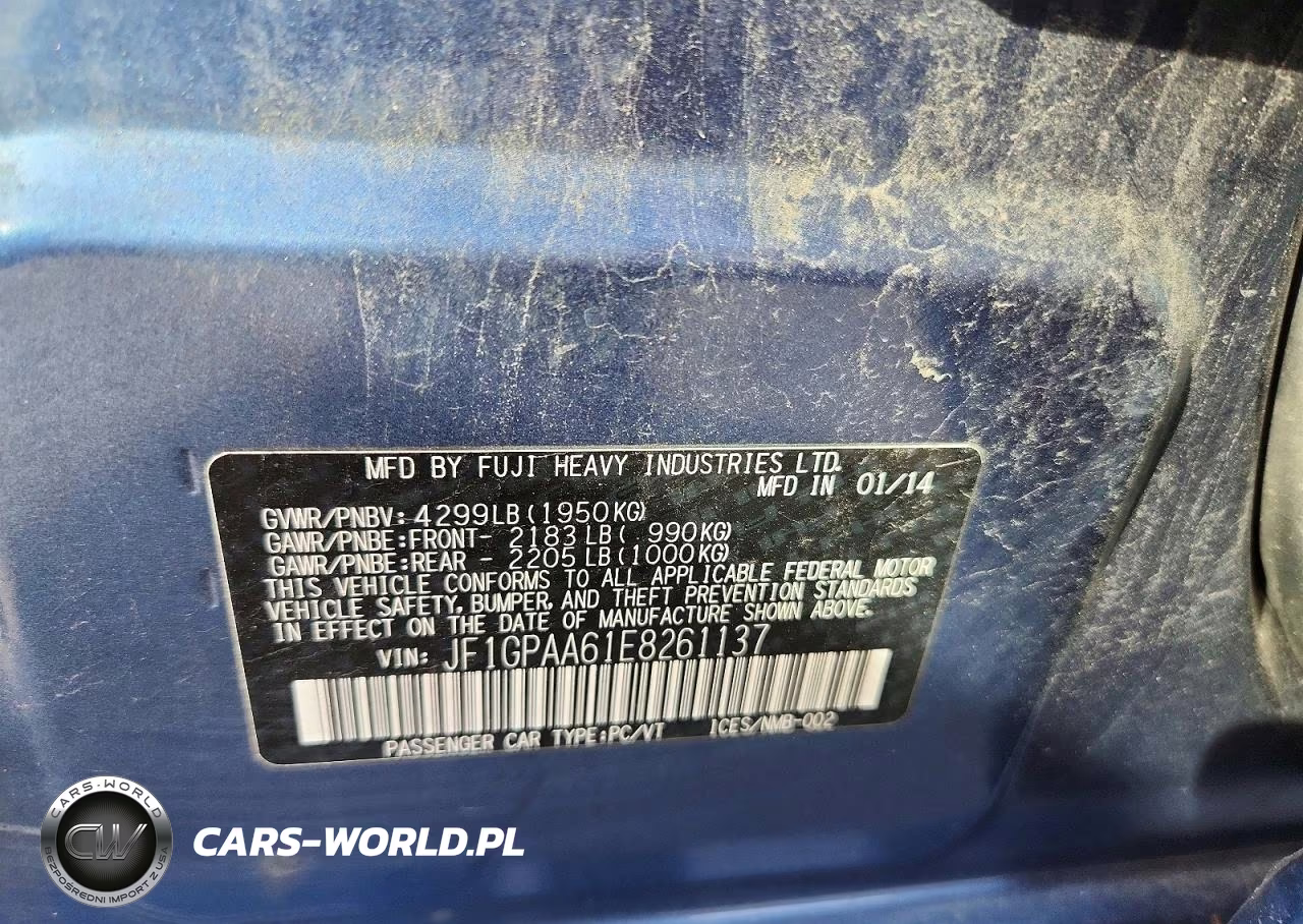 2014 Subaru Impreza VIN:JF1GPAA61E8261137 - 12
