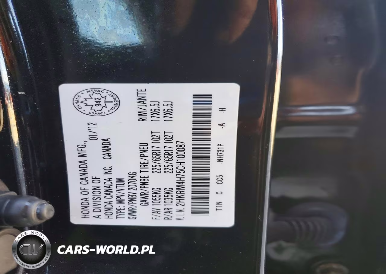 2012 Honda Cr-V Exl VIN:2HKRM4H75CH100087 - 13
