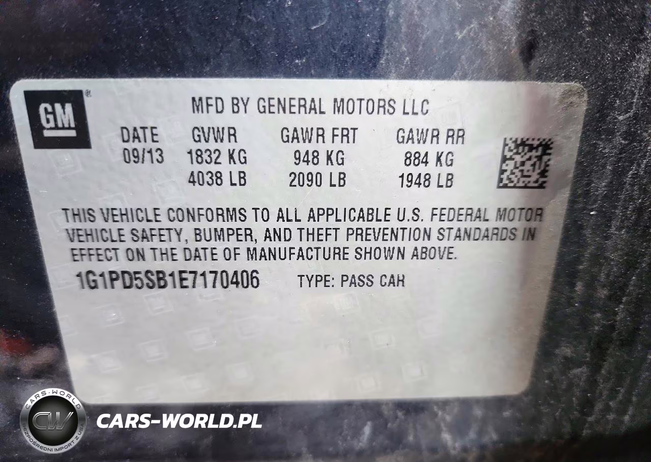 2014 Chevrolet Cruze Lt VIN:1G1PD5SB1E7170406 - 12