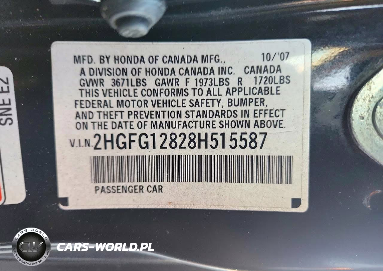 2008 Honda Civic Ex VIN:2HGFG12828H515587 - 13