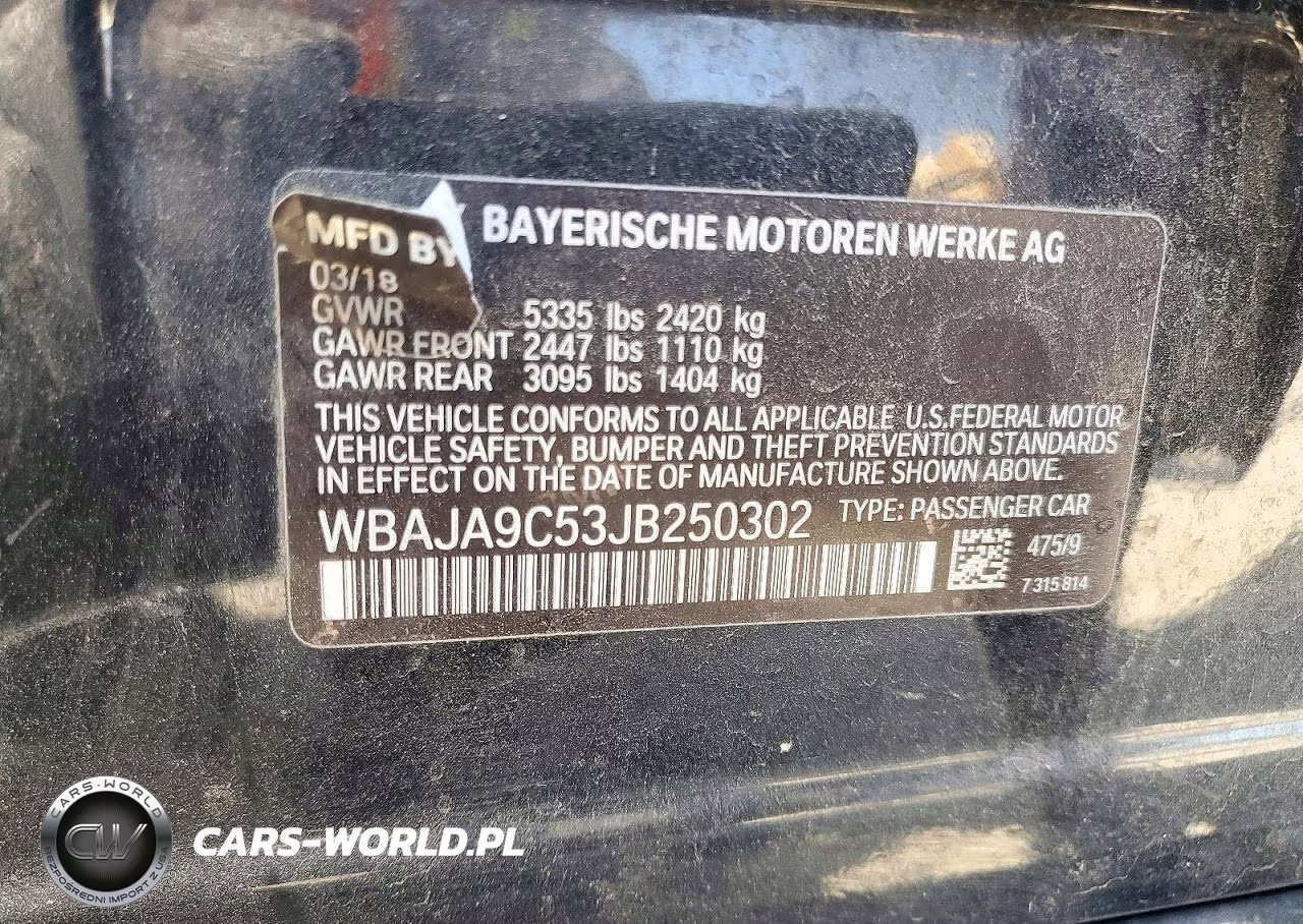 2018 BMW 530E VIN:WBAJA9C53JB250302 - 12