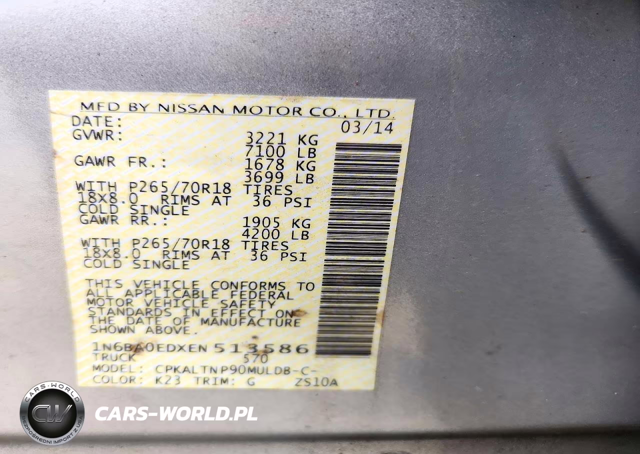 2014 Nissan Titan Sv VIN:1N6BA0EDXEN513586 - 13