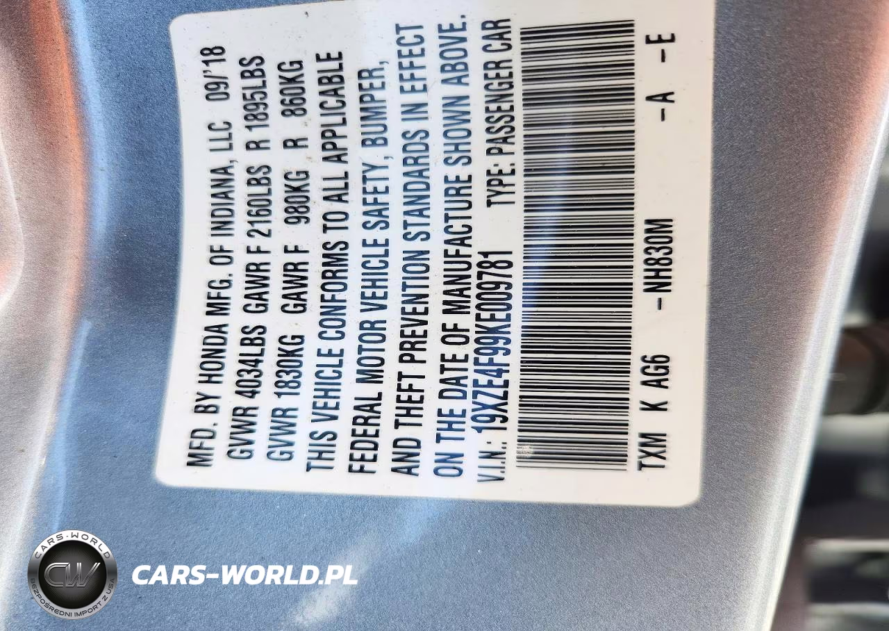 2019 Honda Insight Touring VIN:19XZE4F99KE009781 - 13