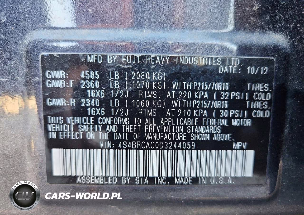 2013 Subaru Outback 2.5I VIN:4S4BRCAC0D3244059 - 13