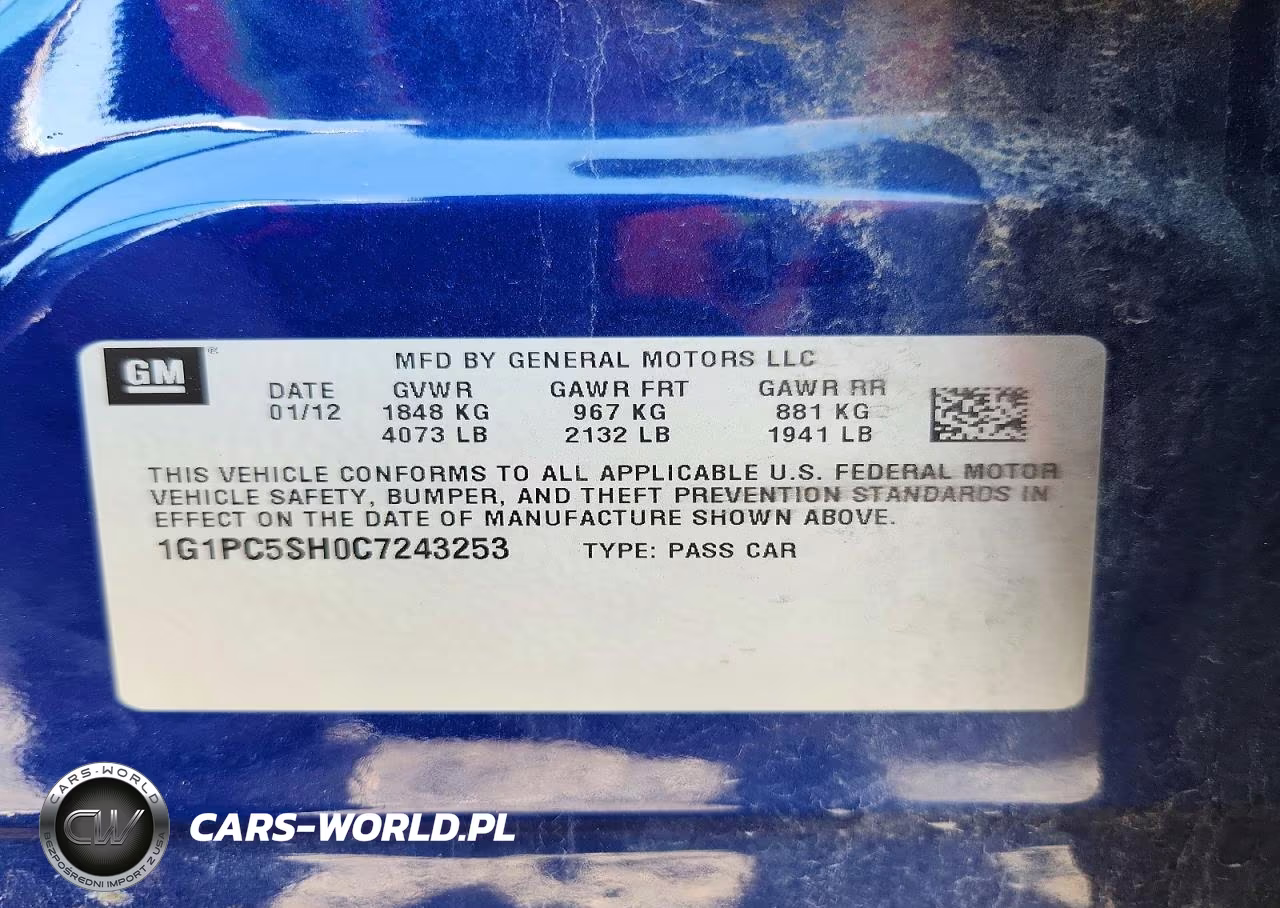 2012 Chevrolet Cruze Ls VIN:1G1PC5SH0C7243253 - 12