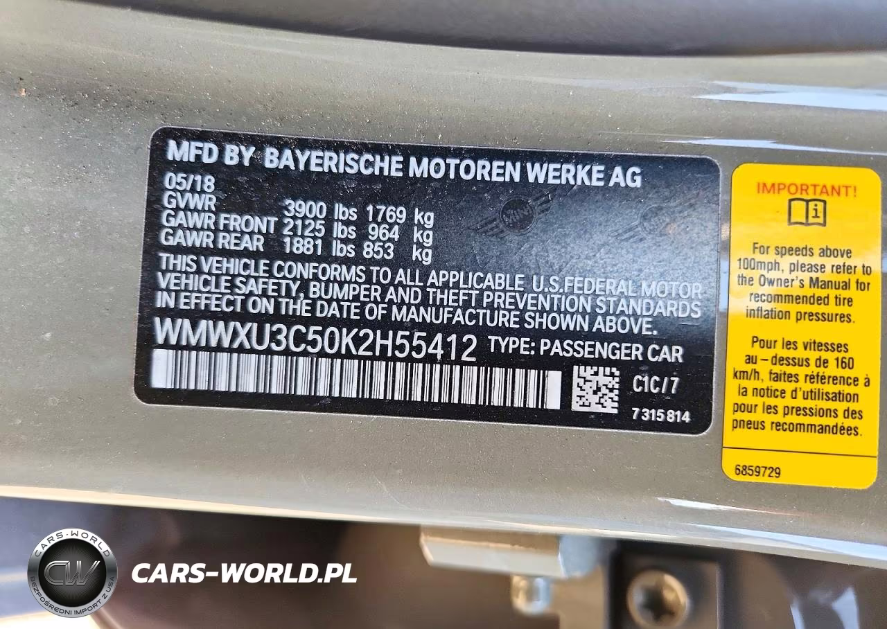 2019 Mini Cooper S VIN:WMWXU3C50K2H55412 - 12