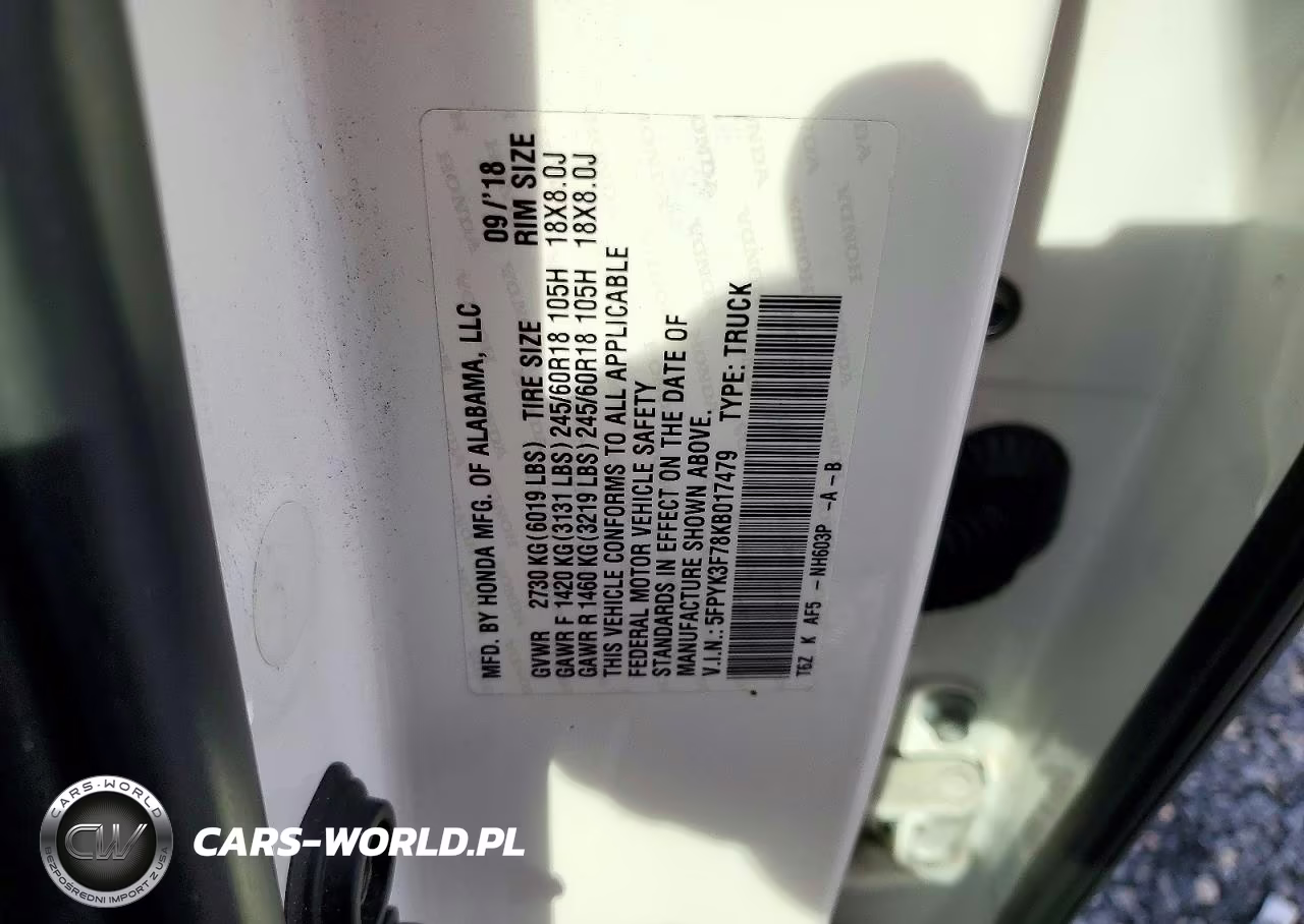 2019 Honda Ridgeline Rtl VIN:5FPYK3F78KB017479 - 13