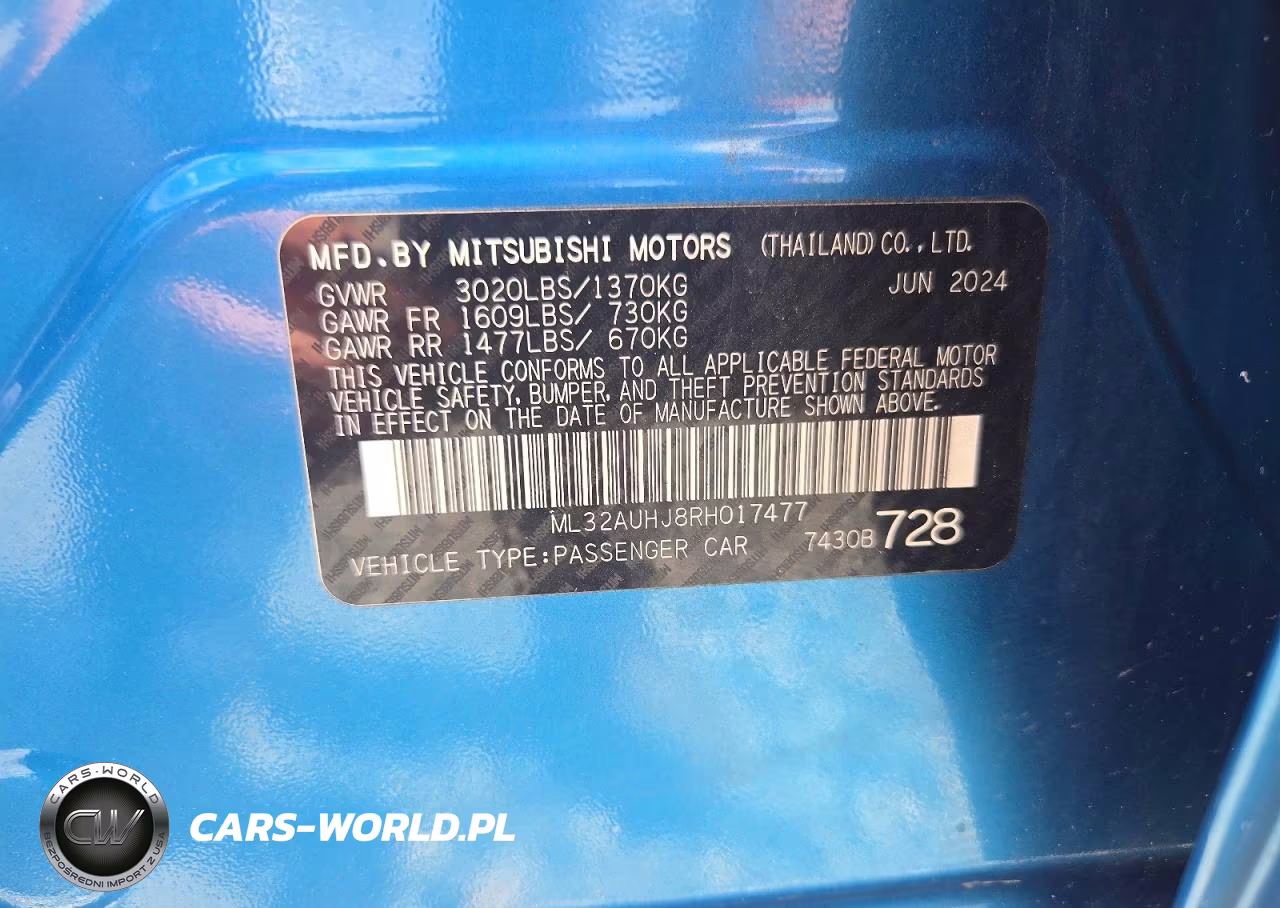 2024 Mitsubishi Mirage Es VIN:ML32AUHJ8RH017477 - 13
