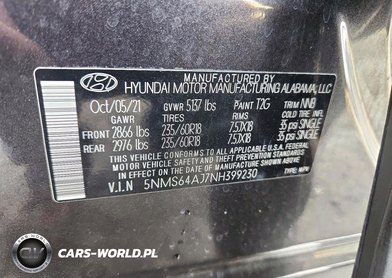 2022 Hyundai Santa Fe Xrt VIN:5NMS64AJ7NH399230 - 13