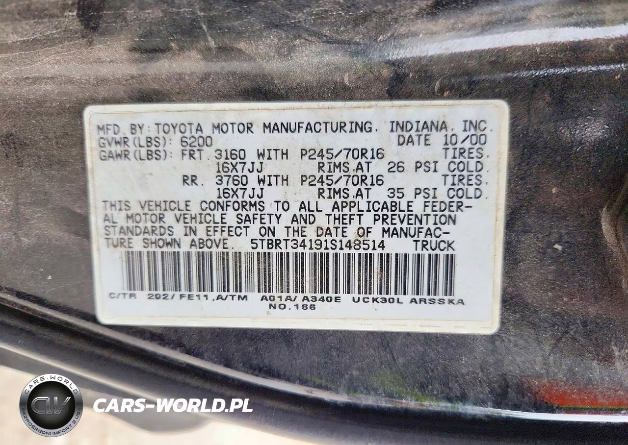 2001 Toyota Tundra Sr5 VIN:5TBRT34191S148514 - 13