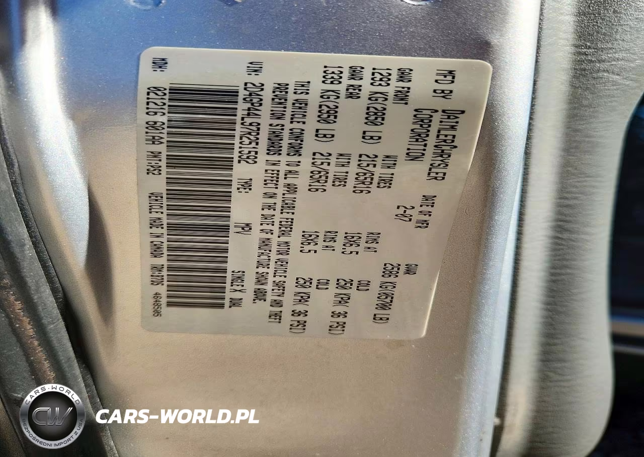 2007 Dodge Grand Caravan Sxt VIN:2D4GP44L97R251592 - 12