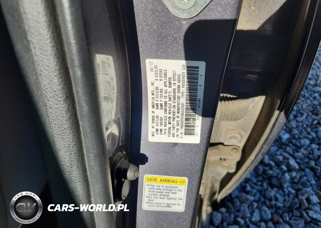 2013 Honda Accord Exl VIN:1HGCR2F87DA020081 - 12