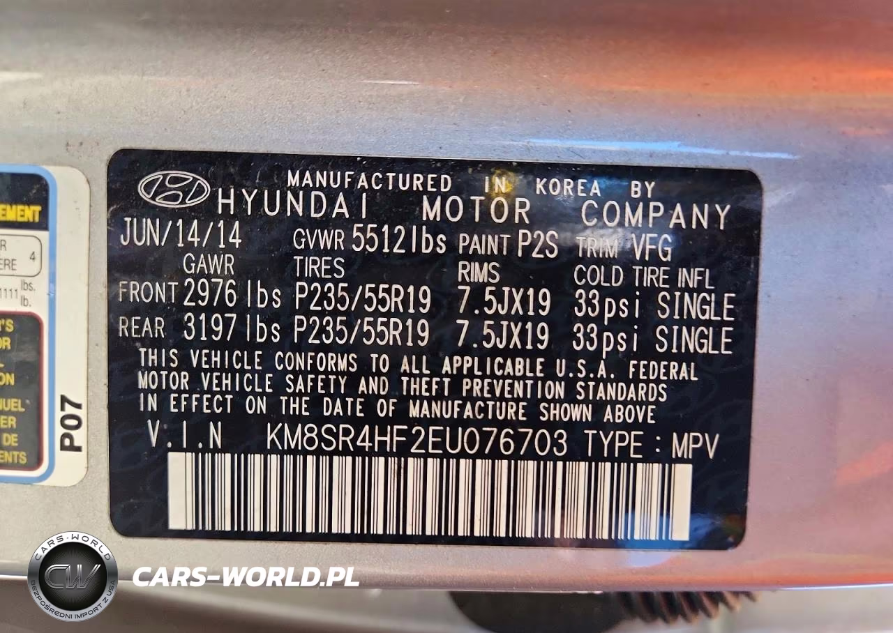 2014 Hyundai Santa Fe Limited VIN:KM8SR4HF2EU076703 - 14