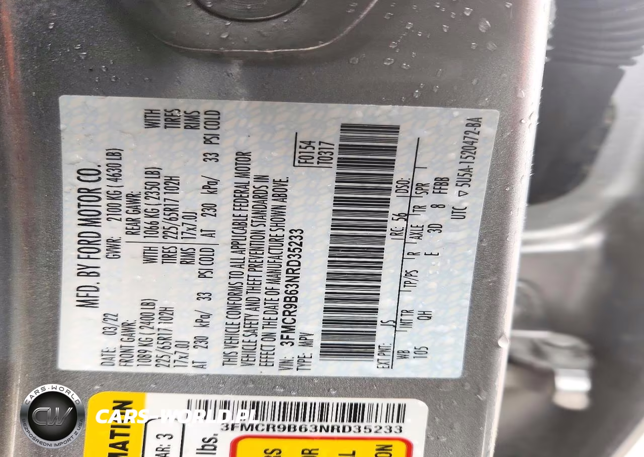 2022 Ford Bronco Sport Big Bend VIN:3FMCR9B63NRD35233 - 12