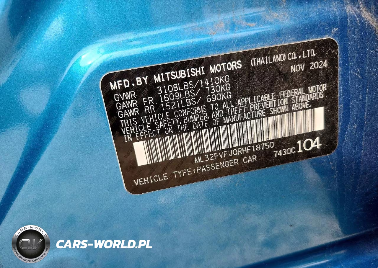2024 Mitsubishi Mirage G4 Se VIN:ML32FVFJ0RHF18750 - 12