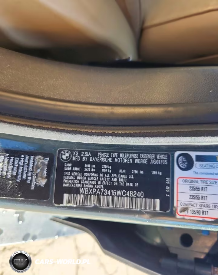 2005 BMW X3 2.5I VIN:WBXPA73415WC48240 - 13