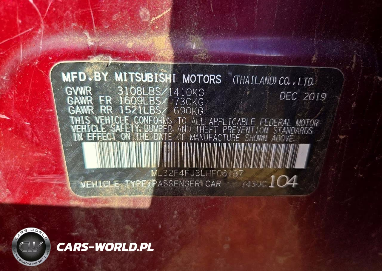 2020 Mitsubishi Mirage G4 Se VIN:ML32F4FJ3LHF06187 - 12