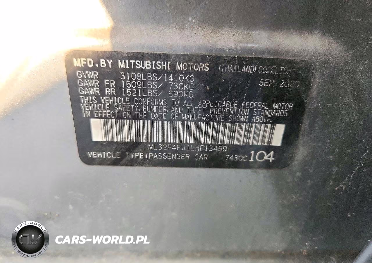2020 Mitsubishi Mirage G4 Se VIN:ML32F4FJ1LHF13459 - 12