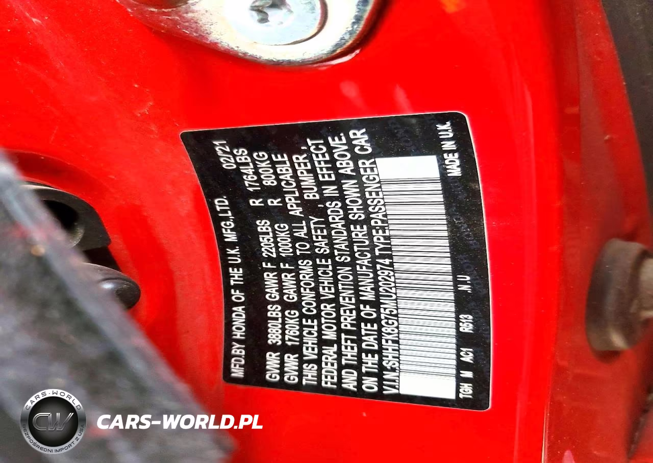 2021 Honda Civic Type-R Touring VIN:SHHFK8G75MU202974 - 12