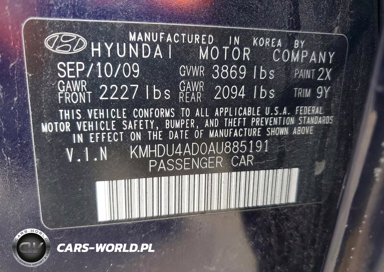 2010 Hyundai Elantra Gls VIN:KMHDU4AD0AU885191 - 12