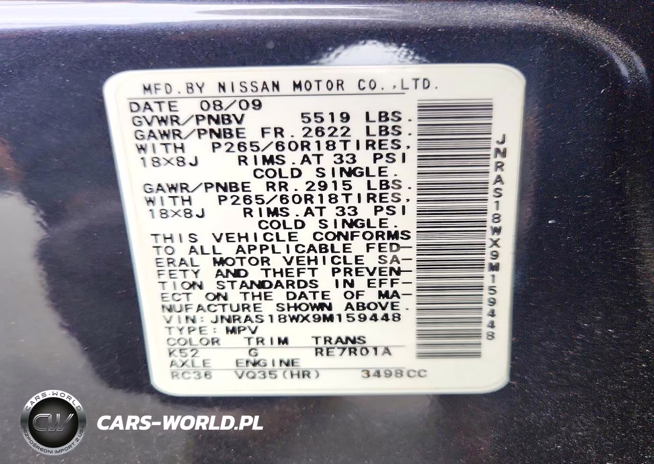 2009 Infiniti Fx35 Base VIN:JNRAS18WX9M159448 - 13