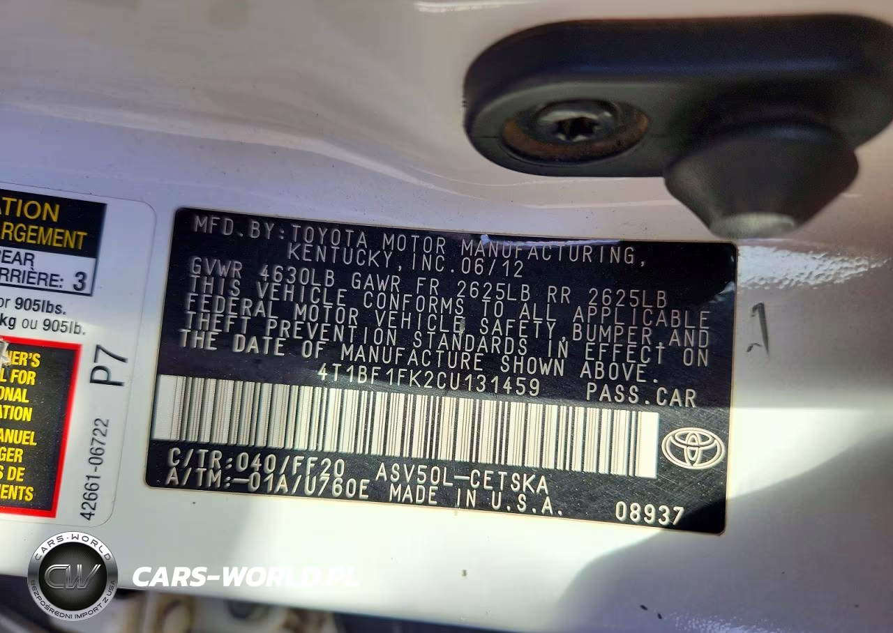 2012 Toyota Camry Se VIN:4T1BF1FK2CU131459 - 12