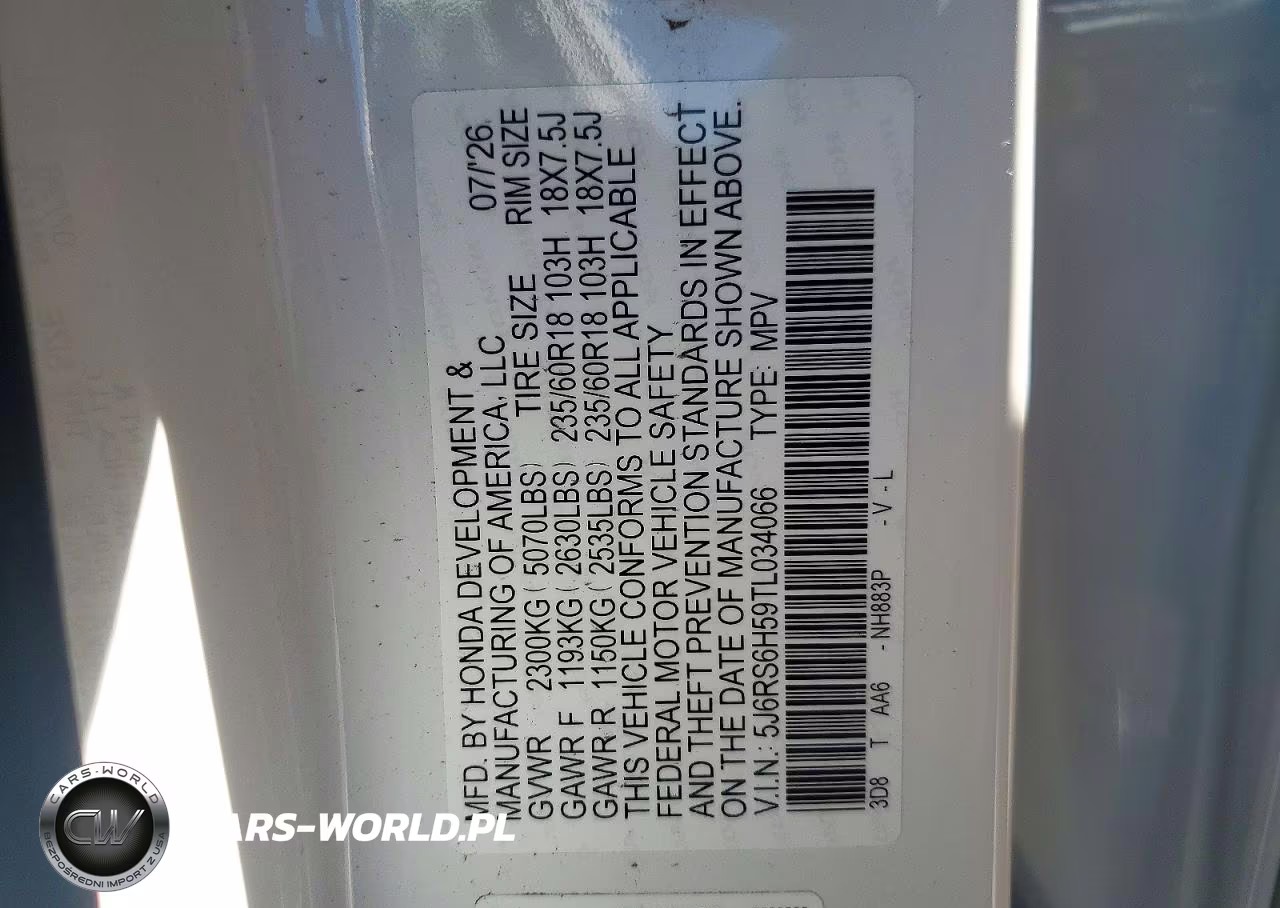 2026 Honda Cr-V Sport VIN:5J6RS6H59TL034066 - 13