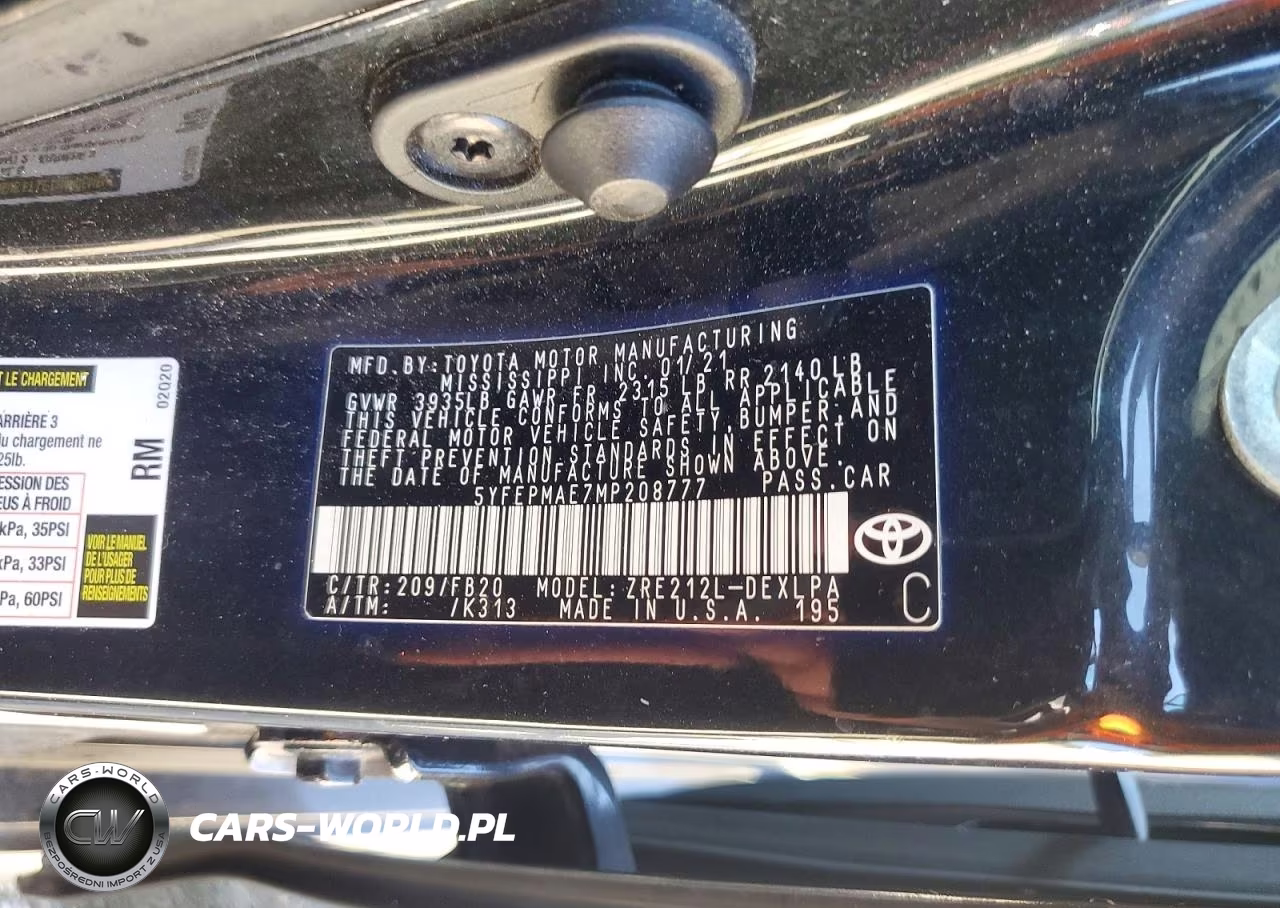 2021 Toyota Corolla Le VIN:5YFEPMAE7MP208777 - 12