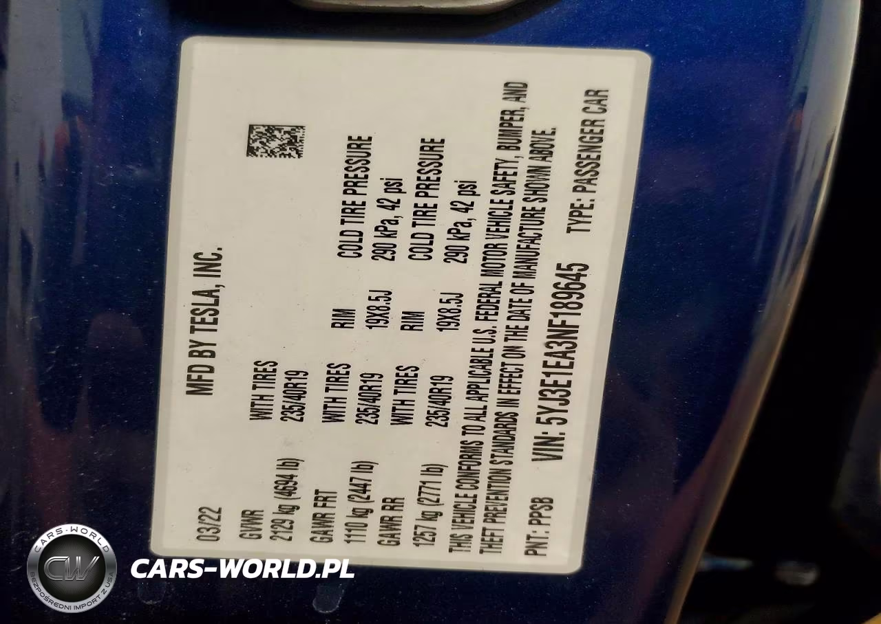2022 Tesla Model 3 VIN:5YJ3E1EA3NF189645 - 13