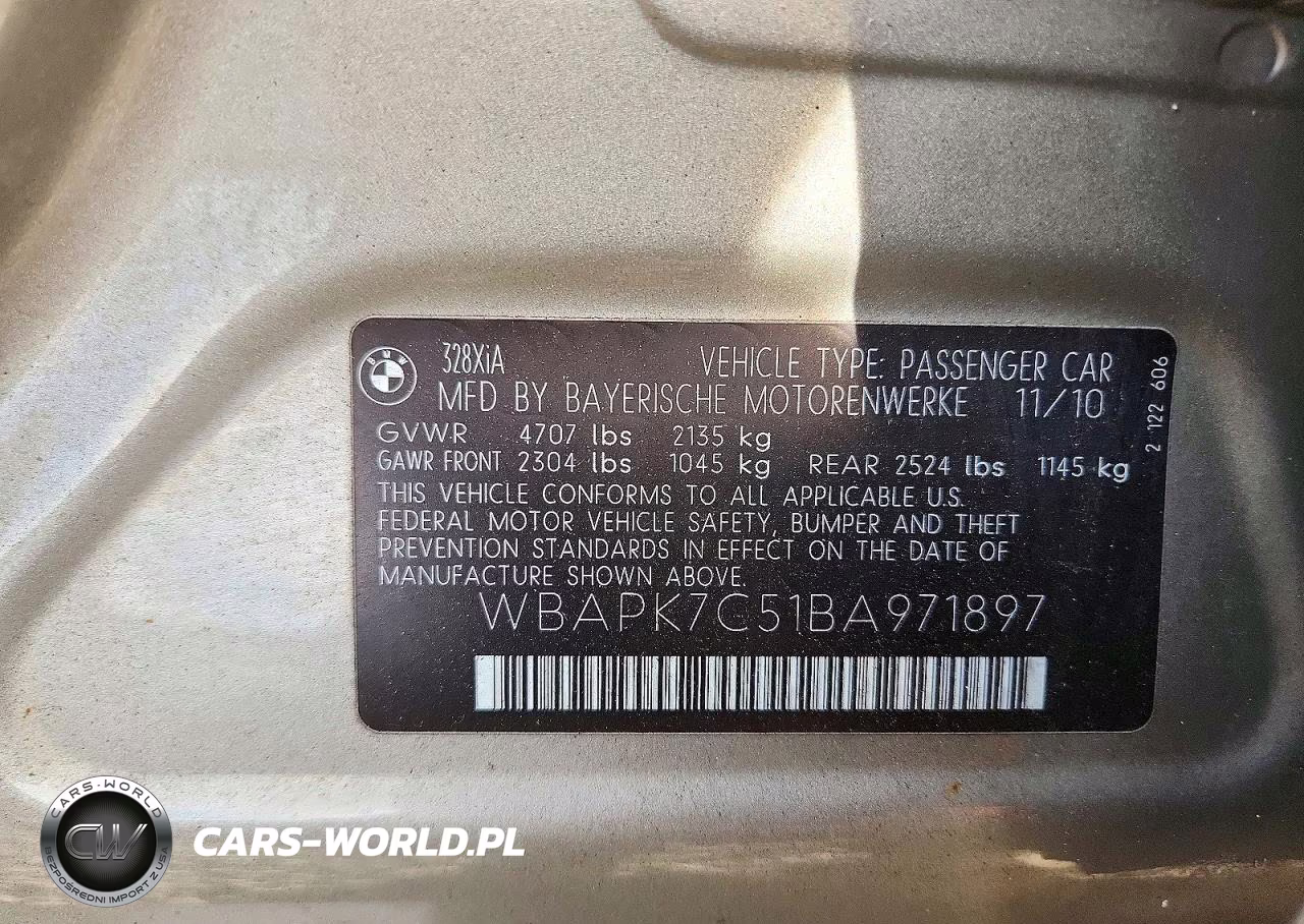 2011 BMW 328 Xi VIN:WBAPK7C51BA971897 - 12