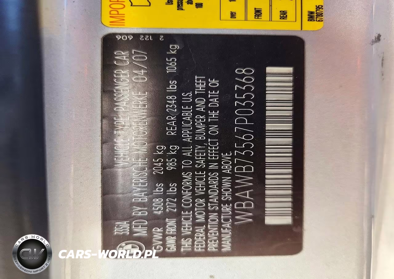 2007 BMW 335 I VIN:WBAWB73567P035368 - 12