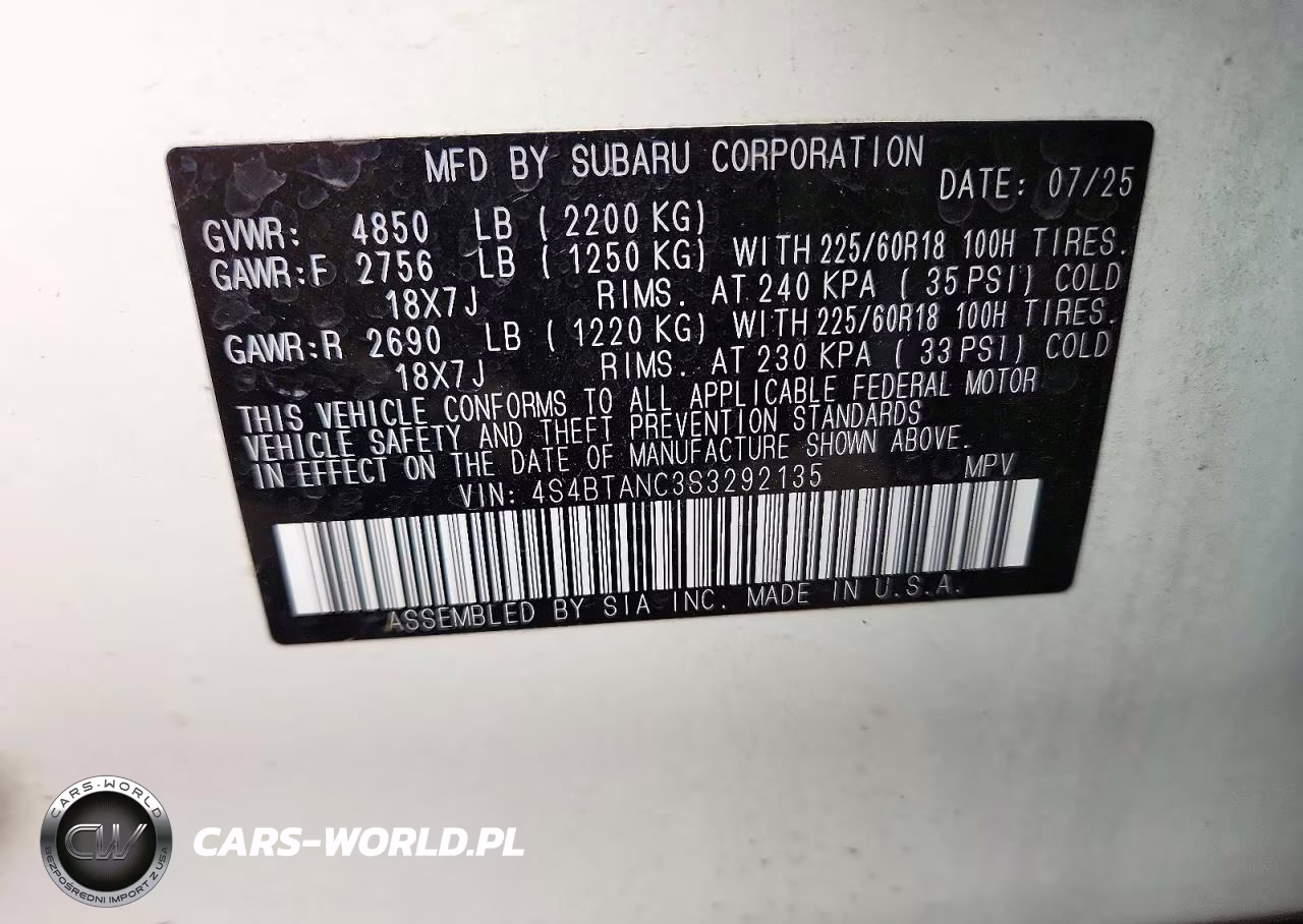 2025 Subaru Outback Limited VIN:4S4BTANC3S3292135 - 13