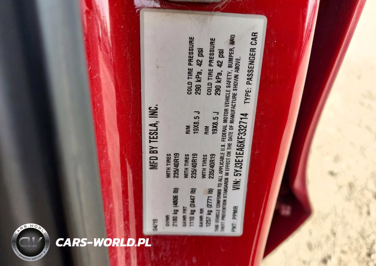 2019 Tesla Model 3 VIN:5YJ3E1EA6KF332714 - 12