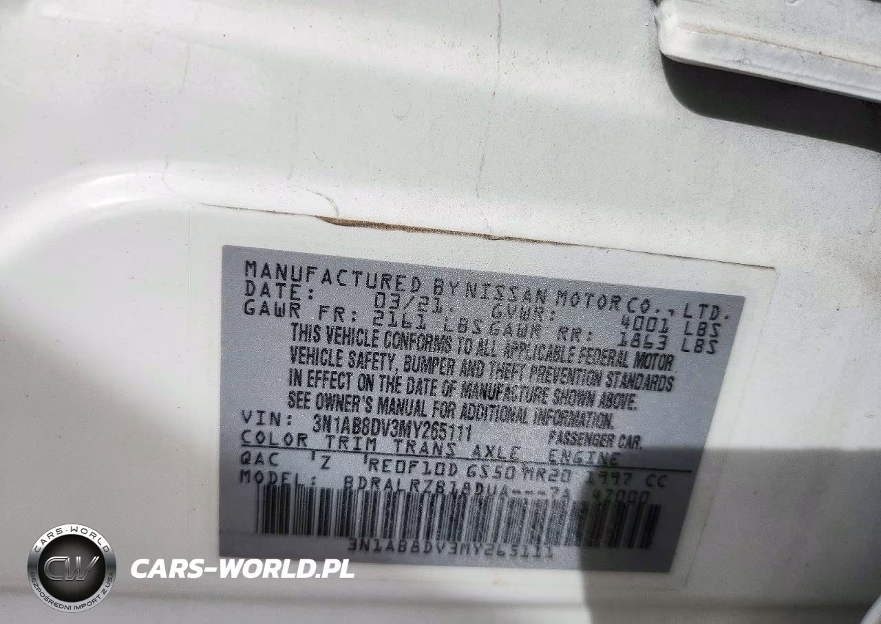 2021 Nissan Sentra Sr VIN:3N1AB8DV3MY265111 - 12