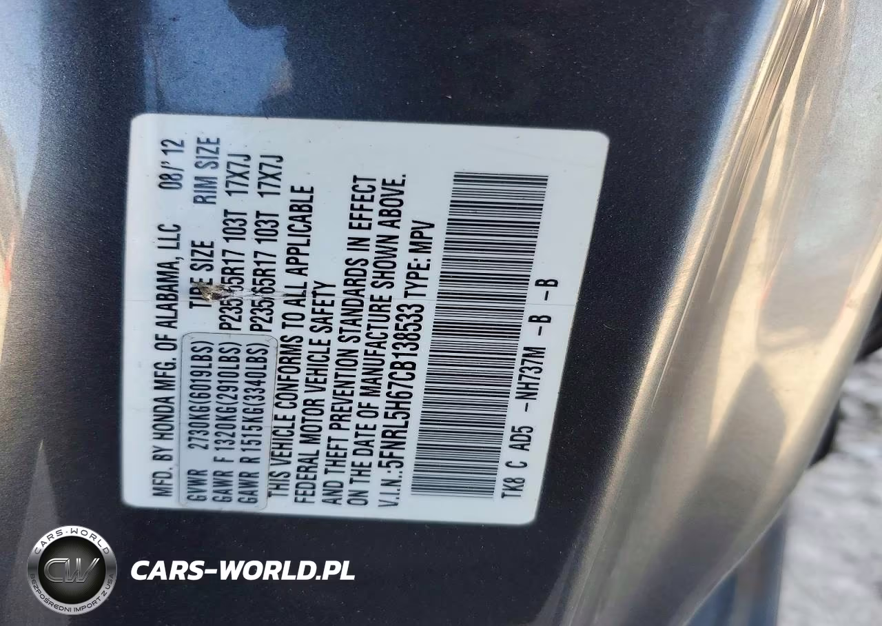 2012 Honda Odyssey Exl VIN:5FNRL5H67CB138533 - 14