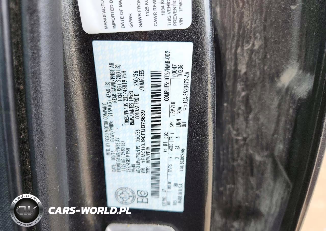 2015 Ford Escape Titanium VIN:1FMCU0J98FUB75639 - 13