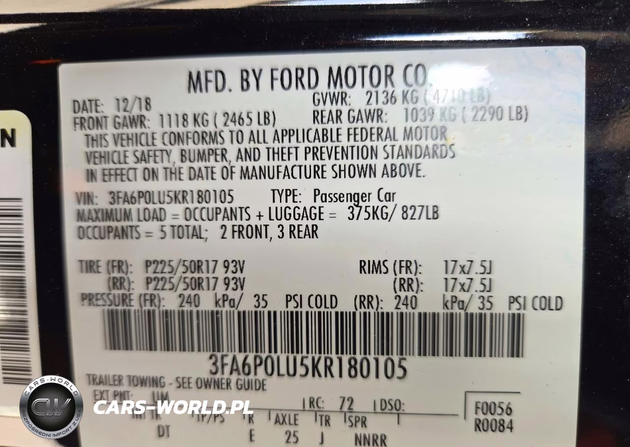 2019 Ford Fusion Se VIN:3FA6P0LU5KR180105 - 12