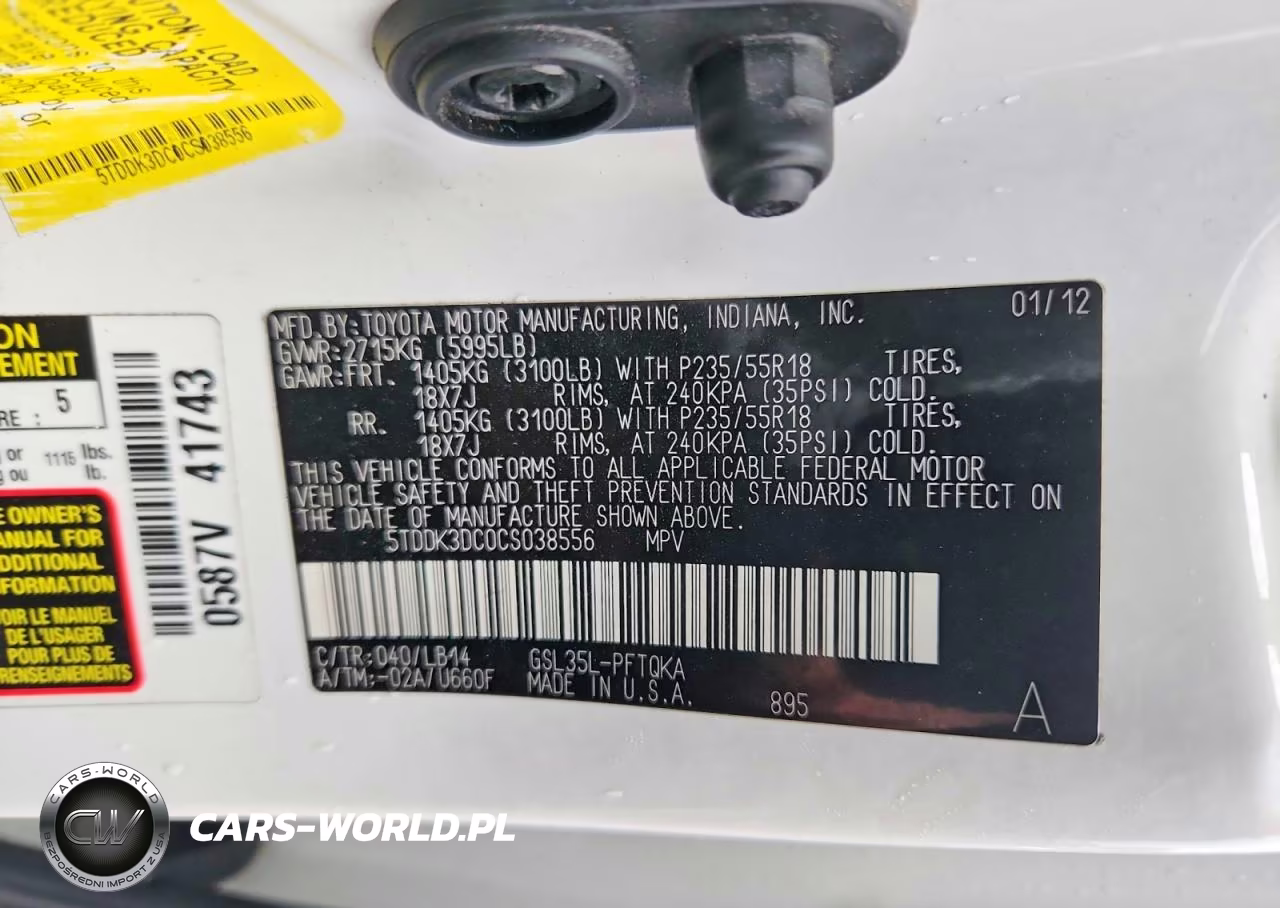 2012 Toyota Sienna Xle 7-Passenger VIN:5TDDK3DC0CS038556 - 13