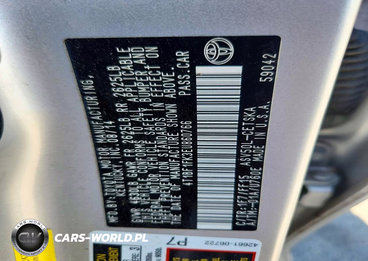 2014 Toyota Camry Se VIN:4T1BF1FK3EU860766 - 12