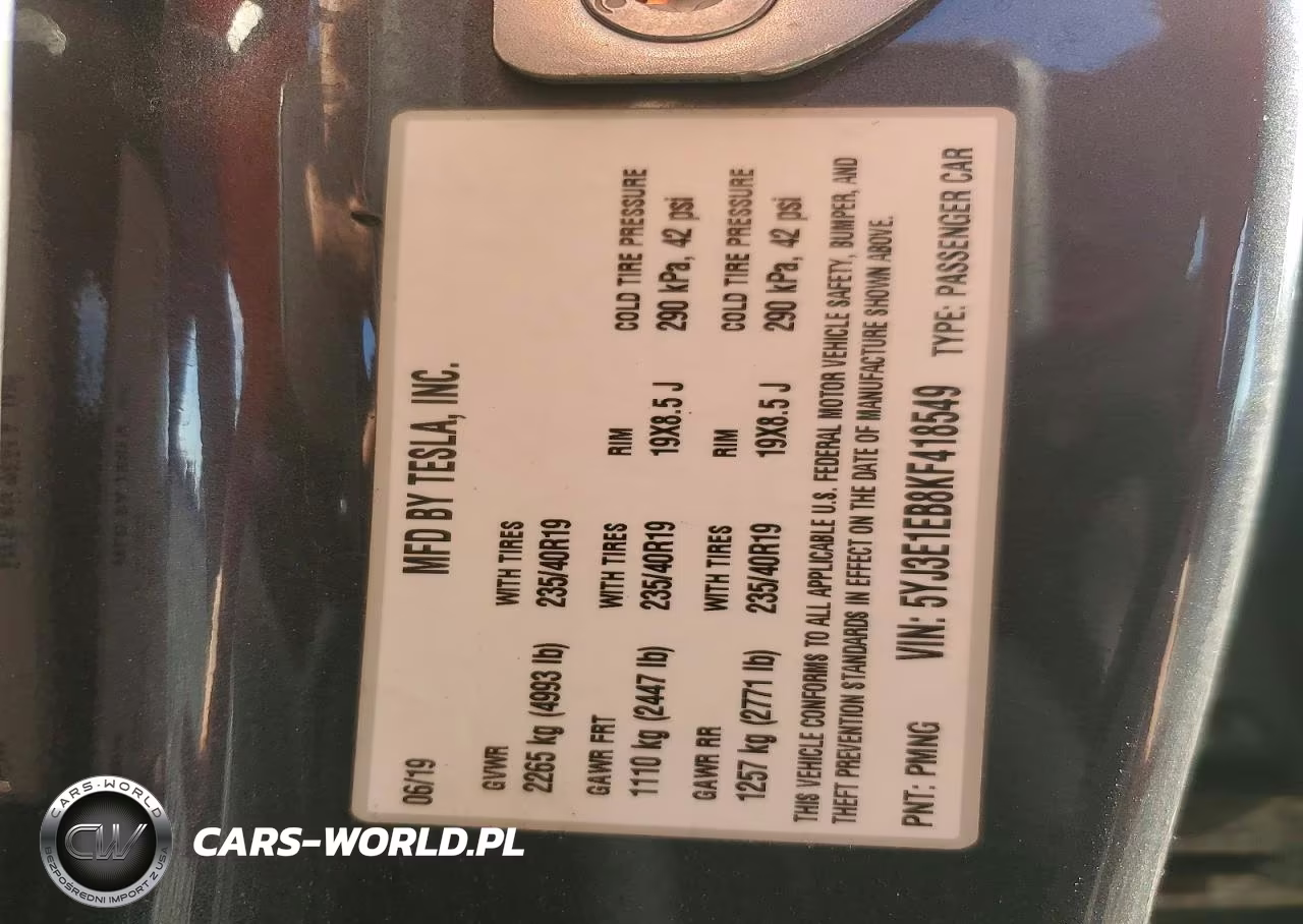 2019 Tesla Model 3 VIN:5YJ3E1EB8KF418549 - 12