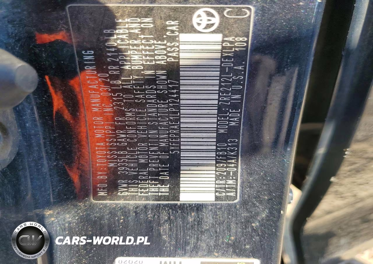 2020 Toyota Corolla Le VIN:5YFEPRAE1LP124417 - 12