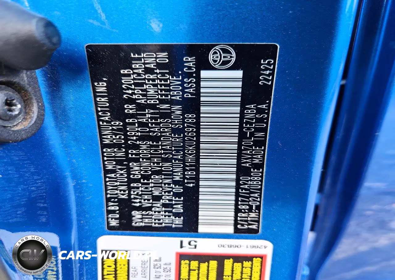 2019 Toyota Camry Le VIN:4T1B11HK6KU269788 - 12