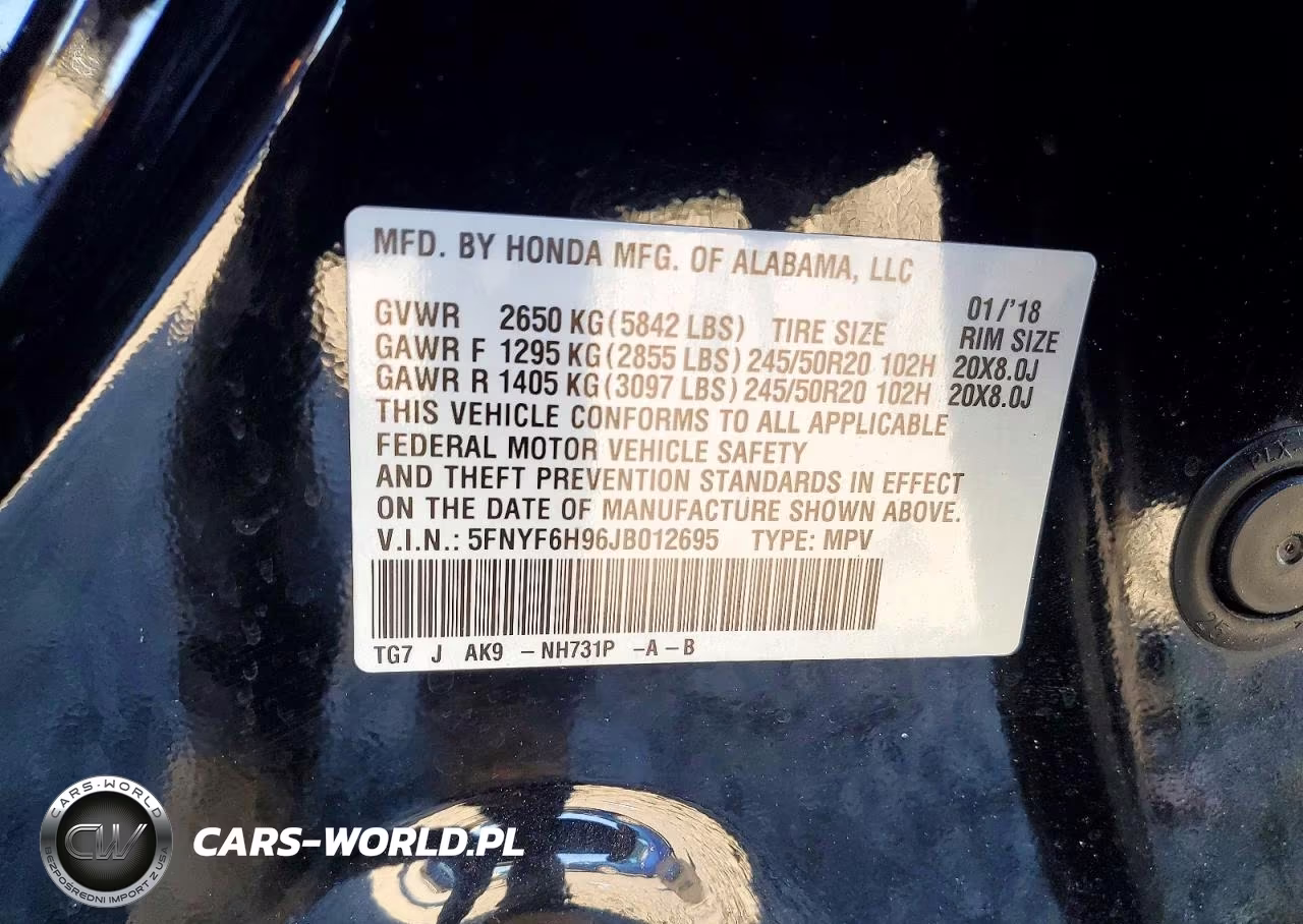 2018 Honda Pilot Touring VIN:5FNYF6H96JB012695 - 13