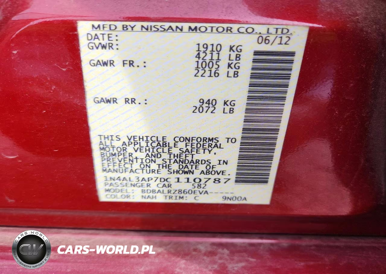 2013 Nissan Altima 2.5 VIN:1N4AL3AP7DC110787 - 12