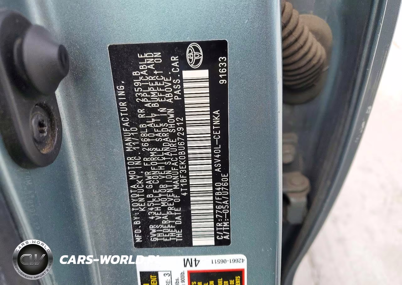 2011 Toyota Camry Le VIN:4T1BF3EK0BU672912 - 12